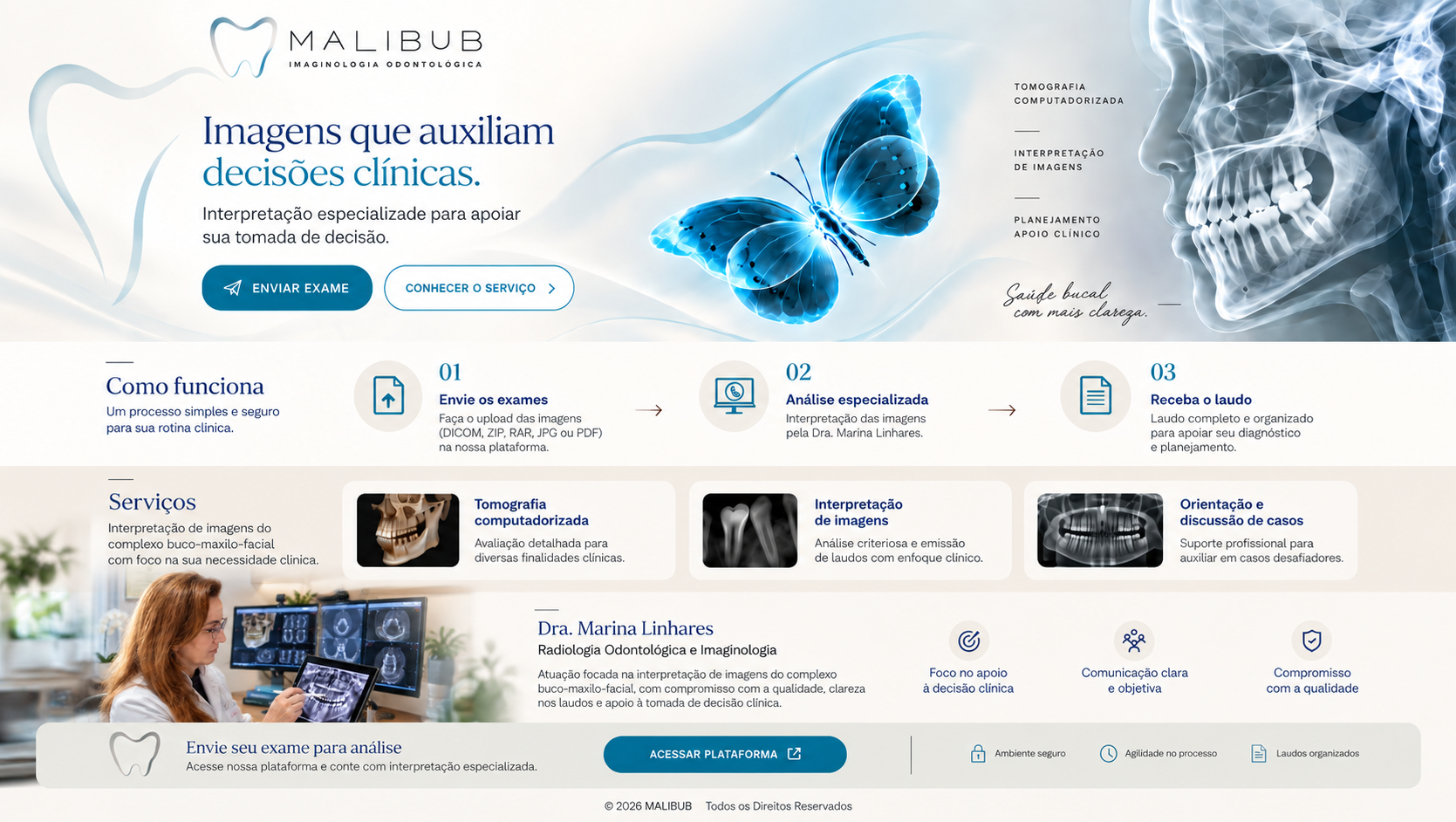 MALIBUB Imaginologia Odontológica — serviços, como funciona e Dra. Marina Linhares